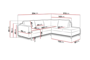 Truro 8-sits Soffa Vänster - Svart - Möbler - Soffa - Divansoffor & schäslongsoffa