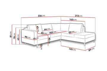 Truro Höger L-formad Divansoffa i Konstläder med Träram - Svart - Möbler - Soffa - Divansoffor & schäslongsoffa