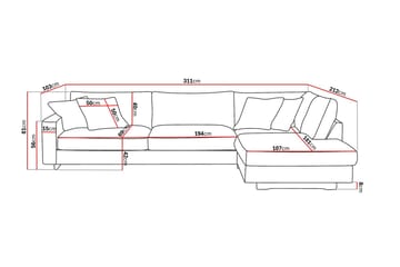 Valencia Extra Djup 4-sits Soffa med Schäslong Höger - Brun - Möbler - Soffa - Divansoffor & schäslongsoffa