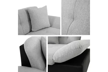 Vananda Soffa med Divan 3-sits i Konstläder - Svart/Grå - Möbler - Soffa - Divansoffor & schäslongsoffa