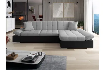 Vananda Soffa med Divan 3-sits i Konstläder - Svart/Grå - Möbler - Soffa - Divansoffor & schäslongsoffa