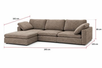 Visby 4-sits L-formad Djup Vändbar Soffa med Divan i Tyg - Brun - Möbler - Soffa - Divansoffor & schäslongsoffa