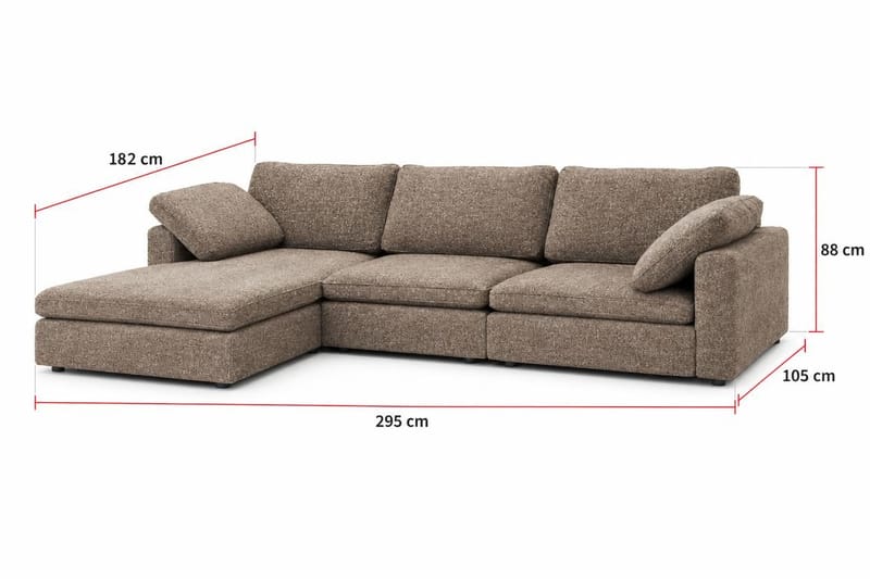 Visby 4-sits L-formad Djup Vändbar Soffa med Divan i Tyg - Brun - Möbler - Soffa - Divansoffor & schäslongsoffa