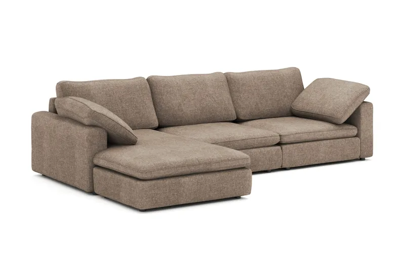 Visby 4-sits L-formad Djup Vändbar Soffa med Divan i Tyg - Brun - Möbler - Soffa - Divansoffor & schäslongsoffa