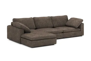 Visby 4-sits L-formad Djup Vändbar Soffa med Divan i Tyg - Mörkbrun - Möbler - Soffa - Divansoffor & schäslongsoffa