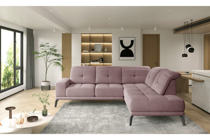 Woodland 3-sits Schäslongsoffa Höger, Rosa