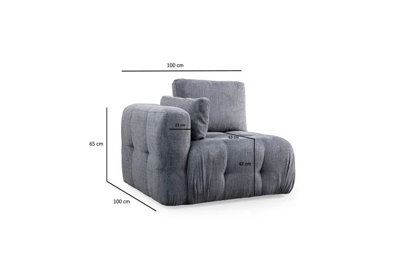 Yvara Soffa med Divan 4-sits - Grå - Möbler - Soffa - Modulsoffor - Komplett modulsoffa