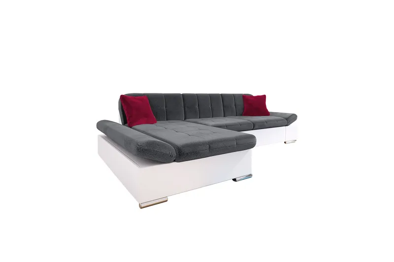 Djerra Soffa med Divan 3-sits, Vit/Mörkgrå/Röd
