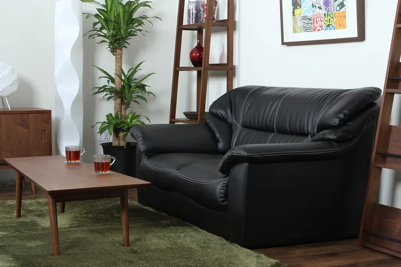 Dominic soffa 2-sits - Svart konstläder - Svart - Möbler - Soffa - Skinnsoffor