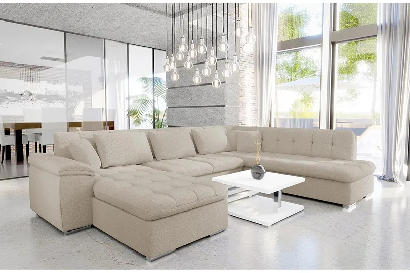 Dynir Soffa med Divan och Schäslong 4-sits - Beige - Möbler - Soffa - U-soffa