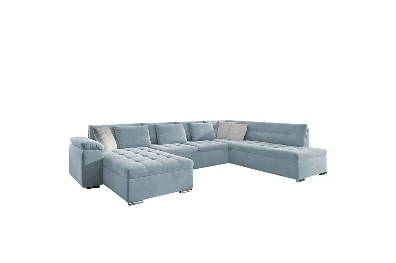 Dynir Soffa med Divan och Schäslong 4-sits, Blå/Beige