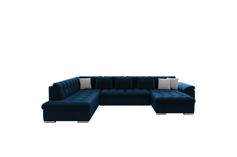 Dynir Soffa med Divan och Schäslong 4-sits, Blå/Beige