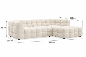 Elise 4-sits Högervänd L-formad Bubblig Divansoffa 274 cm i Bouclé - Gräddvit - Möbler - Soffa - Divansoffor & schäslongsoffa
