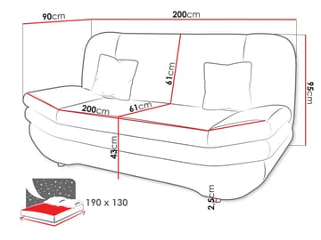 Figurelle 3-sits Bäddsoffa - svart - Möbler - Soffa - Bäddsoffa