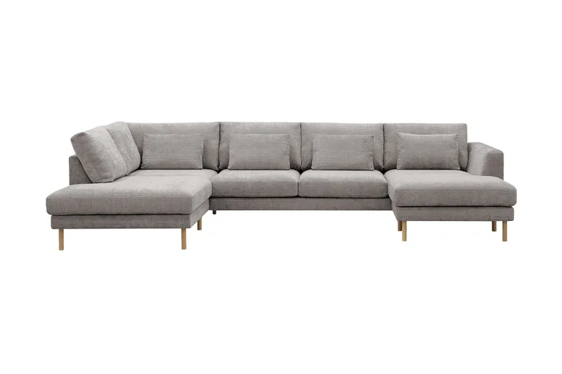 Florenz 4-sits Vänstervänd U-formad Soffa med Divan och Schäslong i Chenille, Ljusgrå