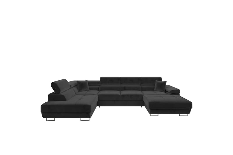 Gabina Soffa med Divan och Schäslong 4-sits, Svart