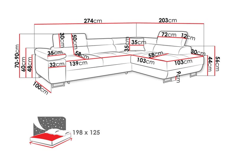 Gabina Soffa med Schäslong 3-sits - Grön - Möbler - Soffa - Bäddsoffa