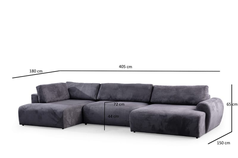 Gaudir 4-sits Soffa med Divan - Antracit - Möbler - Soffa - U-soffa