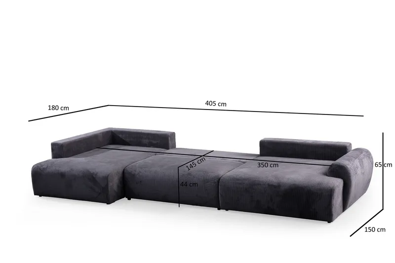Gaudir 4-sits Soffa med Divan - Antracit - Möbler - Soffa - U-soffa