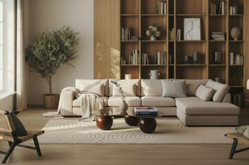 Grande 5-sits Soffa med Schäslong Höger - Beige Sammet - Möbler - Soffa - Divansoffor & schäslongsoffa