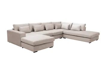 Grande 5-sits U-Soffa med Divan Vänster - Beige Sammet - Möbler - Soffa - U-soffa