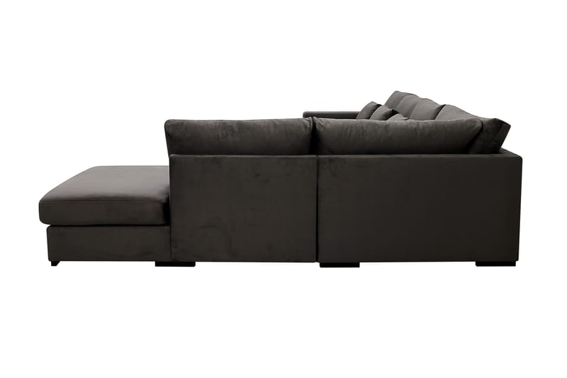 Grande 5-sits U-Soffa med Divan Vänster - Mörkgrå Sammet - Möbler - Soffa - U-soffa