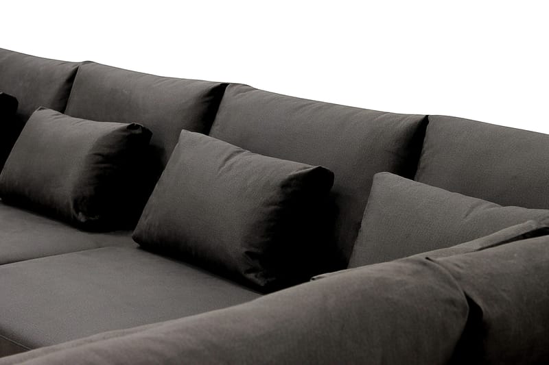 Grande 5-sits U-Soffa med Divan Vänster - Mörkgrå Sammet - Möbler - Soffa - U-soffa