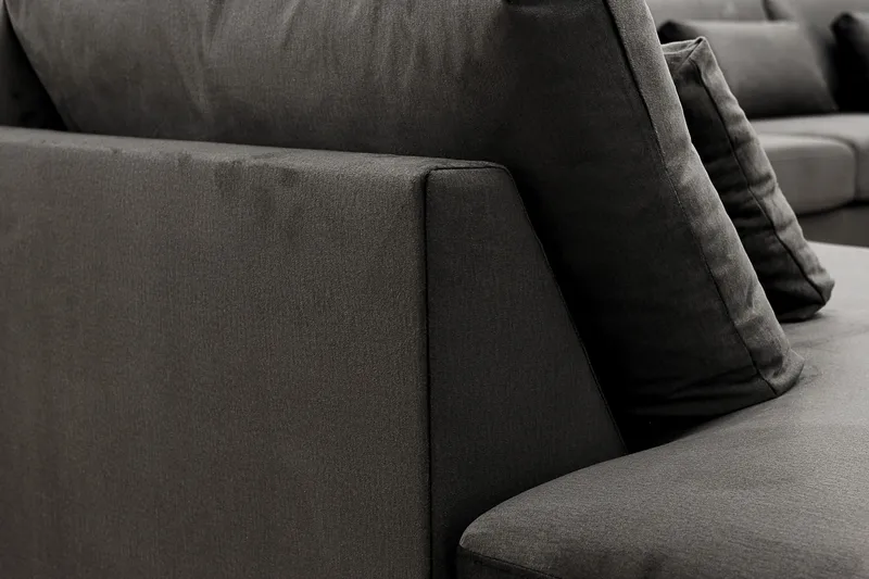 Grande 6-sits U-Soffa med Divan Höger - Mörkgrå Sammet - Möbler - Soffa - U-soffa