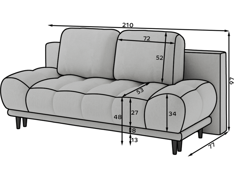 Guavio 2-sits Bubblig Bäddsoffa med förvaring - Jaffray 30 - Möbler - Soffa - Bäddsoffa