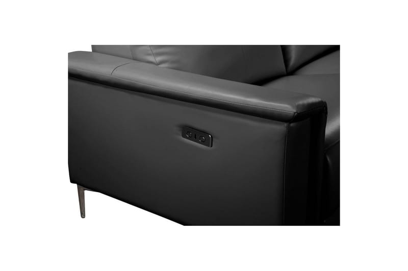 Hörnsoffa 3-sits Lund Svart, PU, Höger elektrisk vilstol - Svart, PU, Höger elektrisk vilstol - Möbler - Soffa - Skinnsoffor