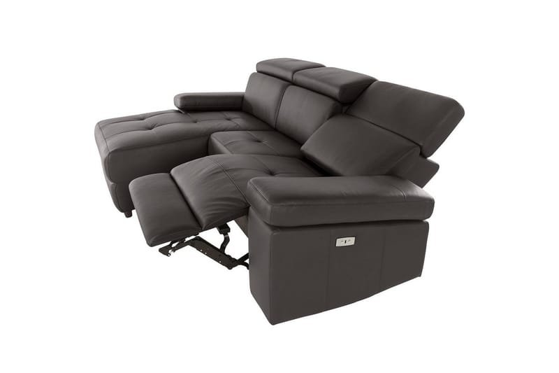 Hörnsoffa 3-sits Rayland Brun, PU, Vänster Elektrisk Fåtölj - Brun, PU, Vänster Elektrisk Fåtölj - Möbler - Soffa - Skinnsoffor