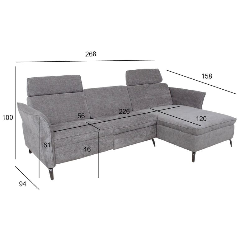 Hörnsoffa Dayton elektrisk recliner Högerhörn - ljusgrå - Möbler - Soffa - Biosoffa & reclinersoffa