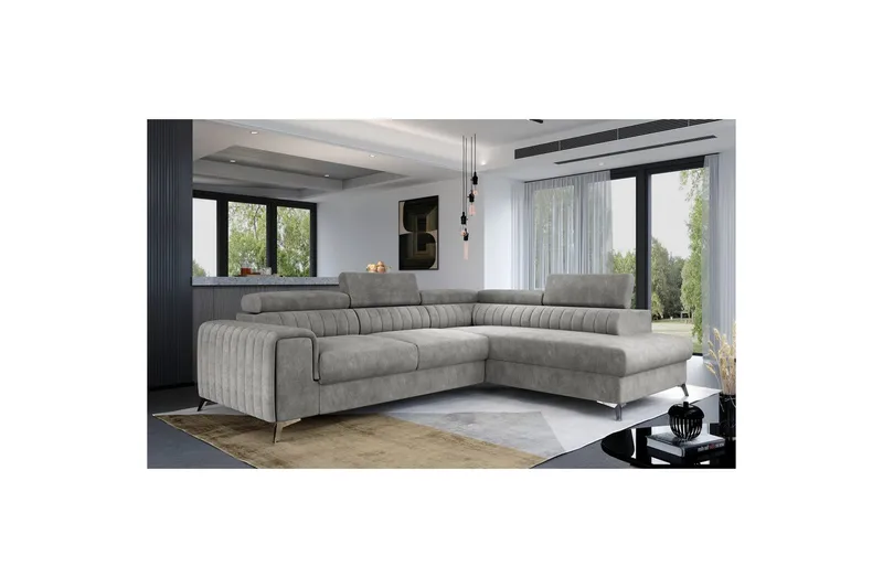 Hörnsoffa Eltap Laurence 278x205x92 cm, Dora 90, Grå, Höger