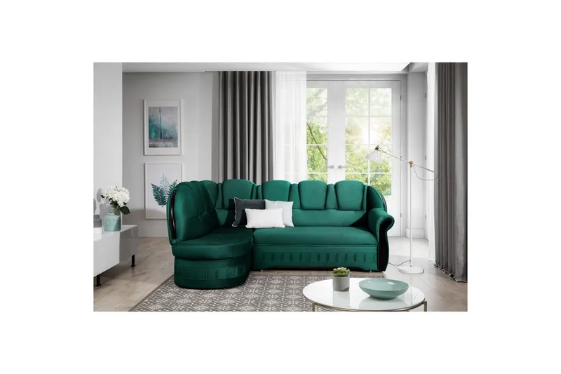 Hörnsoffa Eltap Lord 243x180x112 cm, Nube 35, Grön, Vänster