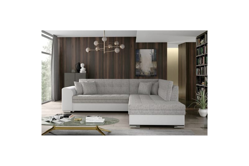 Hörnsoffa Eltap Pieretta 260x207x78 cm, Berlin 01, Soft 17, Grå, Vit, Höger