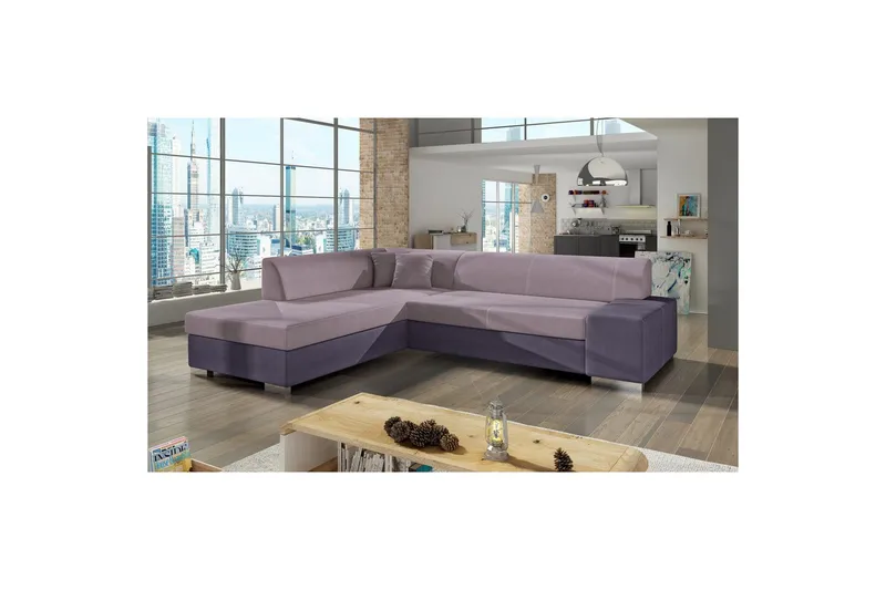 Hörnsoffa Eltap Porto 278x217x74 cm - Soro 61, Soro 65, Rosa, Lila, Vänster - Möbler - Soffa - Bäddsoffa