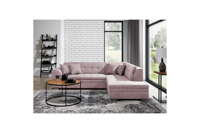Hörnsoffa Eltap Pieretta 260x207x78 cm, Soro 61, Rosa, Höger