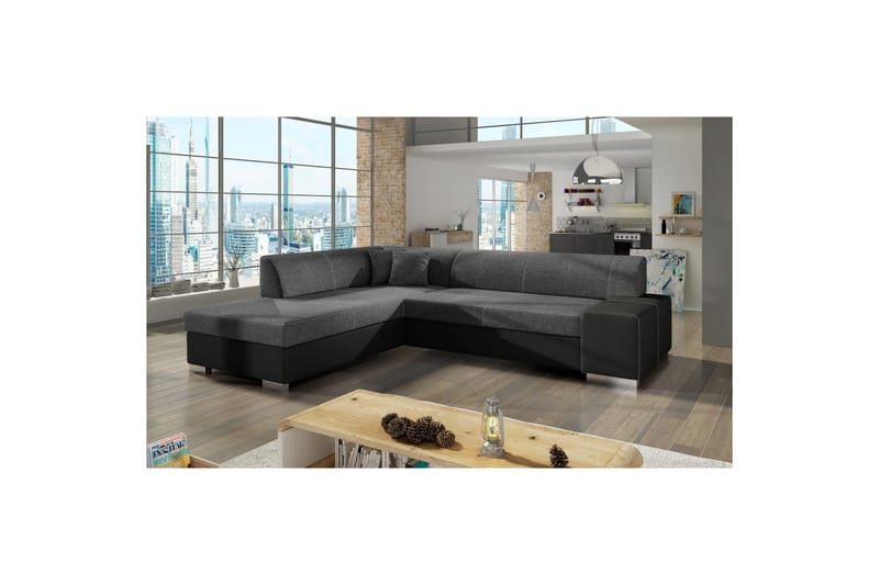 Hörnsoffa Eltap Porto 278x217x74 cm, Sawana 05, Soft 11, Grå, Svart, Vänster