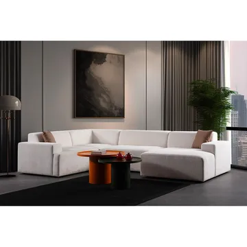 Branorin 5-sits Hörnsoffa med Divan - Brun/Vit - Möbler - Soffa - Modulsoffor - Komplett modulsoffa