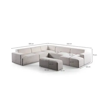 Branorin 6-sits Hörnsoffa med Divan - Krämvit - Möbler - Soffa - Hörnsoffa