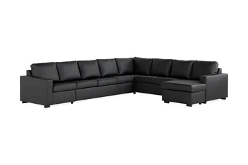 Crazy 7-sits Högervänd U-formad XX-Large Hörnsoffa med divan i Konstläder - Svart - Möbler - Soffa - Hörnsoffa - Hörnsoffa med divan