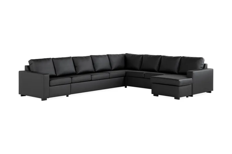 Crazy 7-sits Högervänd U-formad XX-Large Hörnsoffa med divan i Konstläder - Svart - Möbler - Soffa - Hörnsoffa - Hörnsoffa med divan