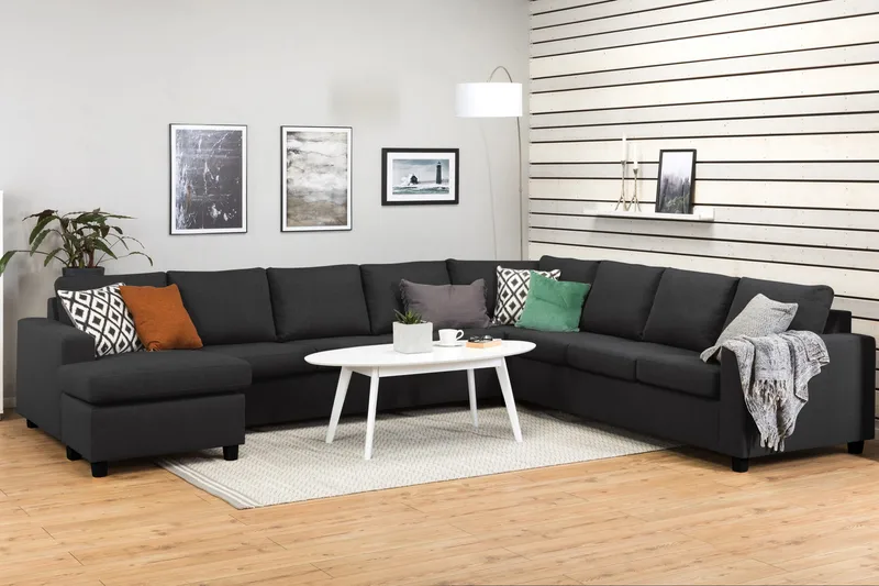 Crazy 7-sits Vändbar U-formad XX-Large Hörnsoffa med divan i Tyg - Antracit - Möbler - Soffa - Hörnsoffa - Hörnsoffa med divan