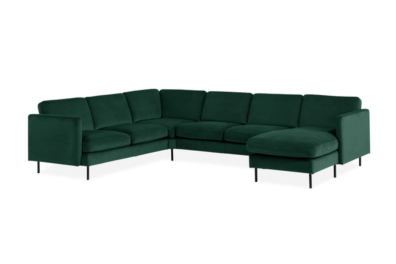 Teodin Hörnsoffa med Divan Höger Sammet - Grön - Möbler - Soffa - Hörnsoffa - Hörnsoffa med divan