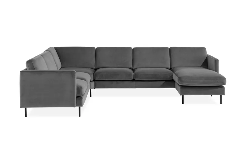 Teodin Hörnsoffa med Divan Höger Sammet, Ljusgrå