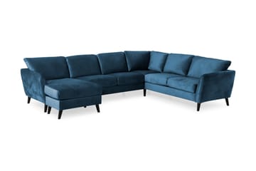 Trend 5-sits Vänstervänd U-formad Hörnsoffa med divan i Sammet - Blå - Möbler - Soffa - Hörnsoffa - Hörnsoffa med divan