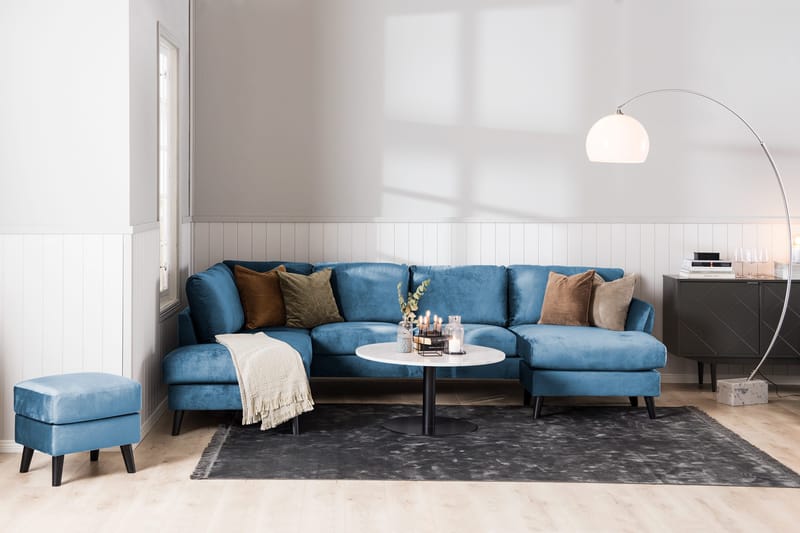 Trend 5-sits Vänstervänd U-formad Hörnsoffa med divan i Sammet - Blå - Möbler - Soffa - Hörnsoffa - Hörnsoffa med divan