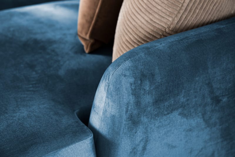 Trend 5-sits Vänstervänd U-formad Hörnsoffa med divan i Sammet - Blå - Möbler - Soffa - Hörnsoffa - Hörnsoffa med divan