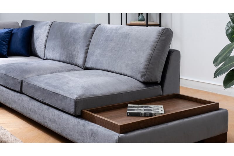 Tulima Soffa med Schäslong m Pall Vänster - Mörkgrå/Natur - Möbler - Soffa - Hörnsoffa