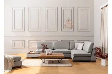 Tulima Soffa med Schäslong m Pall Höger - Ljusgrå/Natur - Möbler - Soffa - Hörnsoffa
